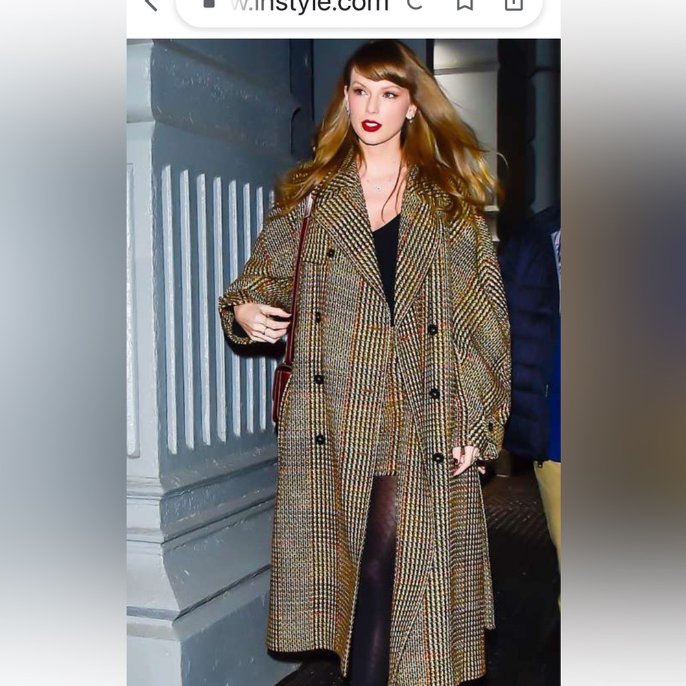H&M plaid trench style coat size 4, Taylor swift inspo prwloved